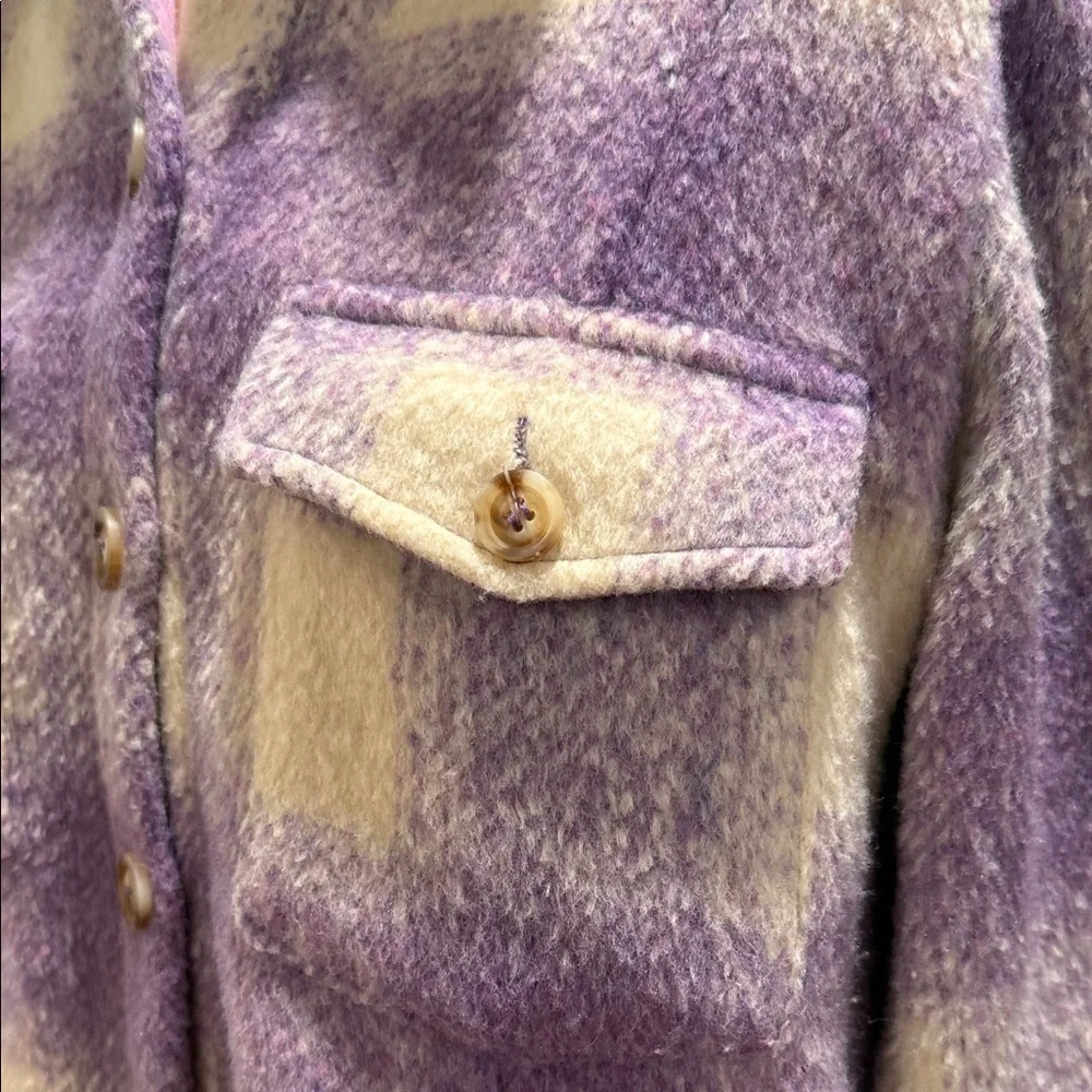 Skies Are Blue Purple and Cream Plaid Teddy Jacket - Picture 2 of 6